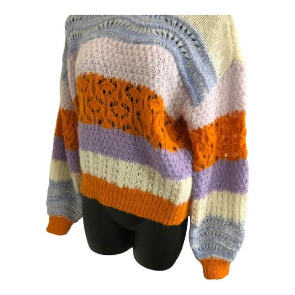 Vero Moda crochet knit colorblock new boho sweater size medium brand new - Picture 11 of 17